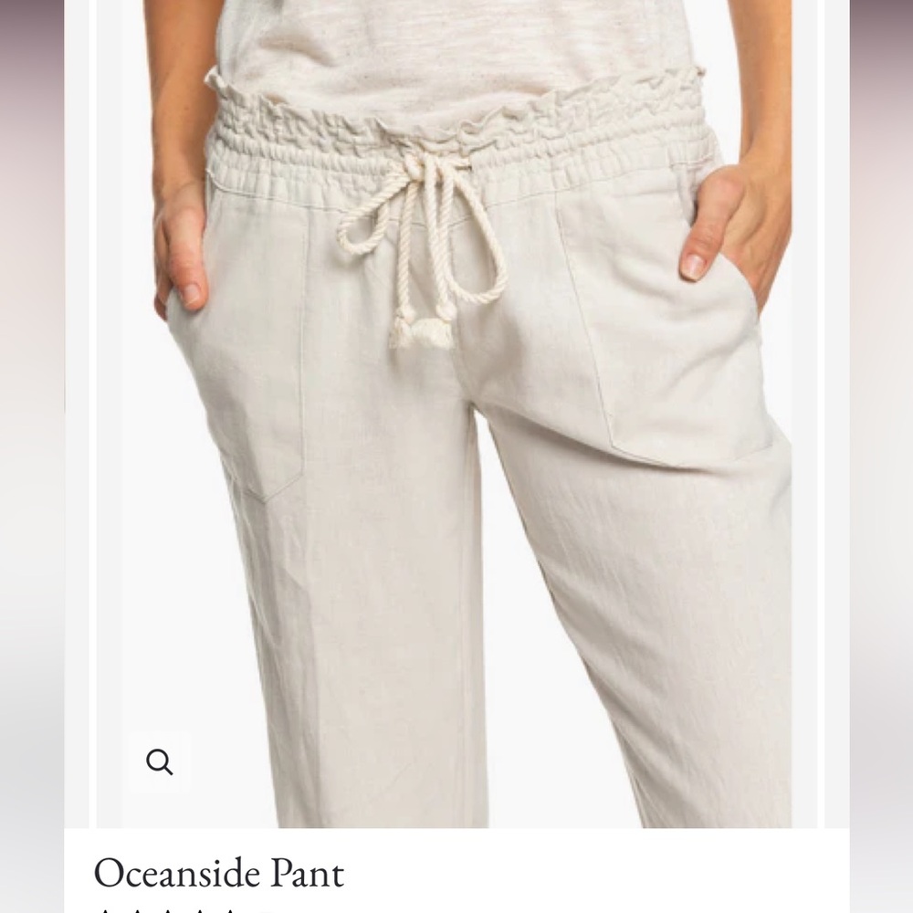 Roxy Cream linen beach Pants Relaxed Fit